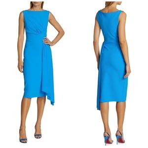 Chiara Boni La Petite Robe Cinthia Drape Front Sheath Dress Blue